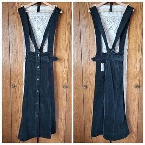 Maeve Corduroy Button-Down Pinafore Dress Dark Green